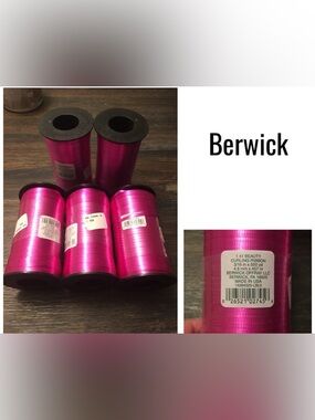 🆕BERWICK - NWT - 5PC LOT - PINK CURLING RIBBON - GIFTWRAP SUPPLIES